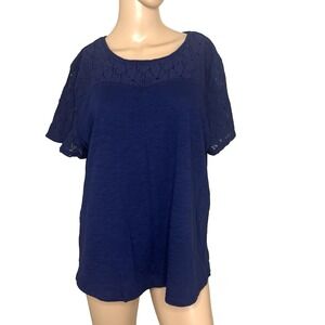 Liz Claiborne Womens Top Lace Short Slv  XXL 2XL Career Office‎ Casual Feminine